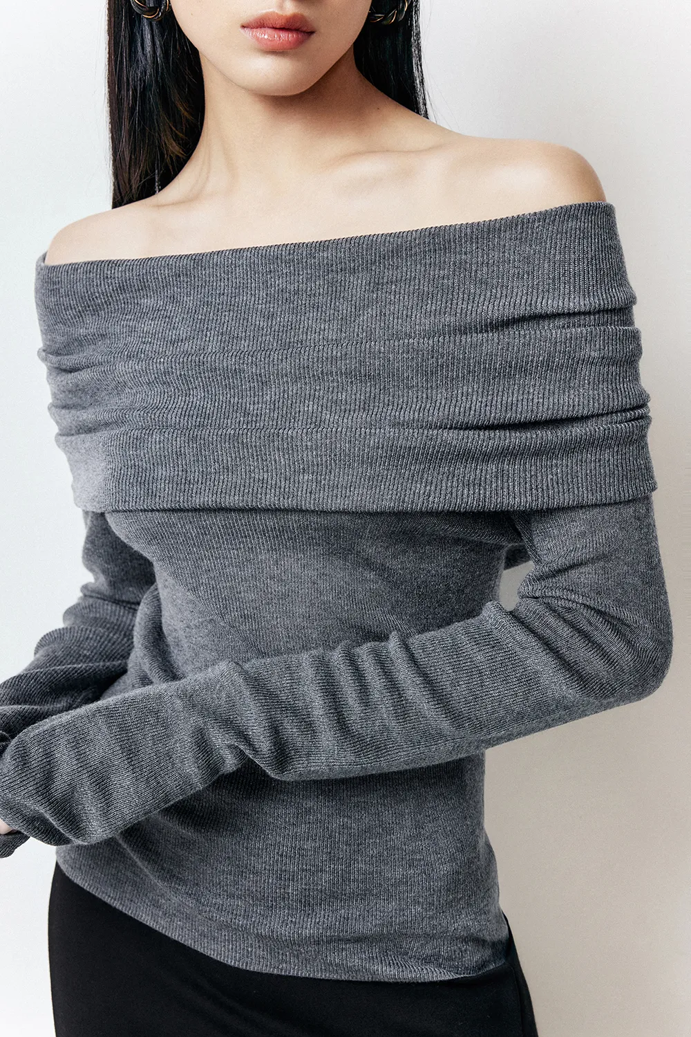 Off The Shoulder Wool Base Layer Sweater