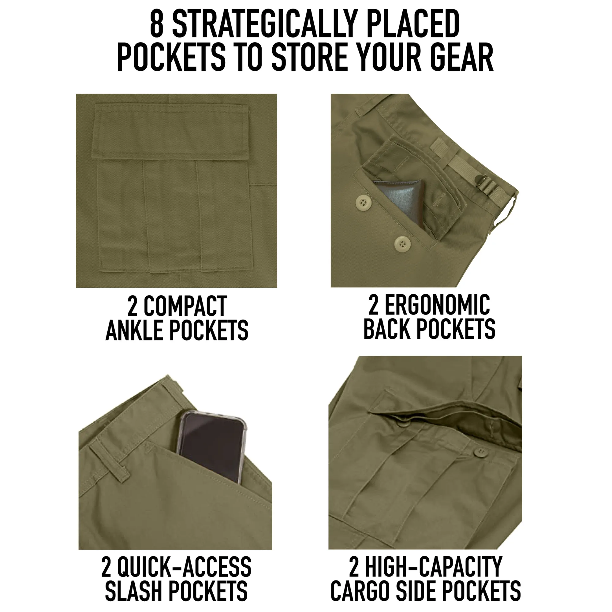 Olive Drab - Military Vintage Paratrooper Fatigues