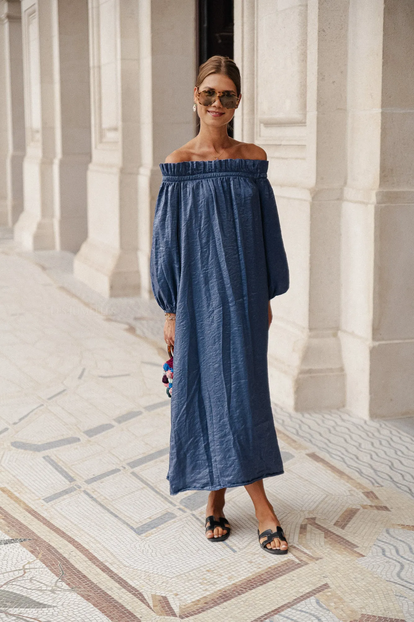 Ophelia off shoulder dress blue