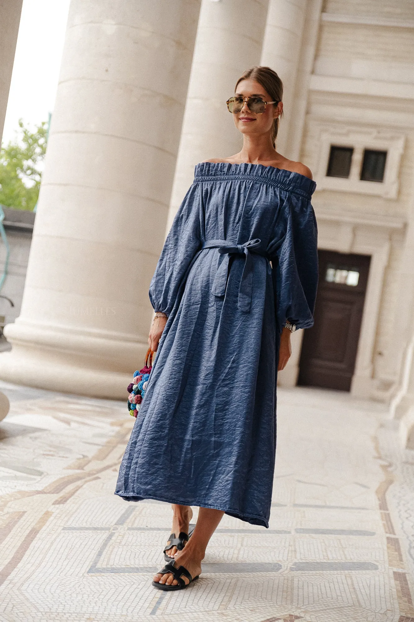 Ophelia off shoulder dress blue