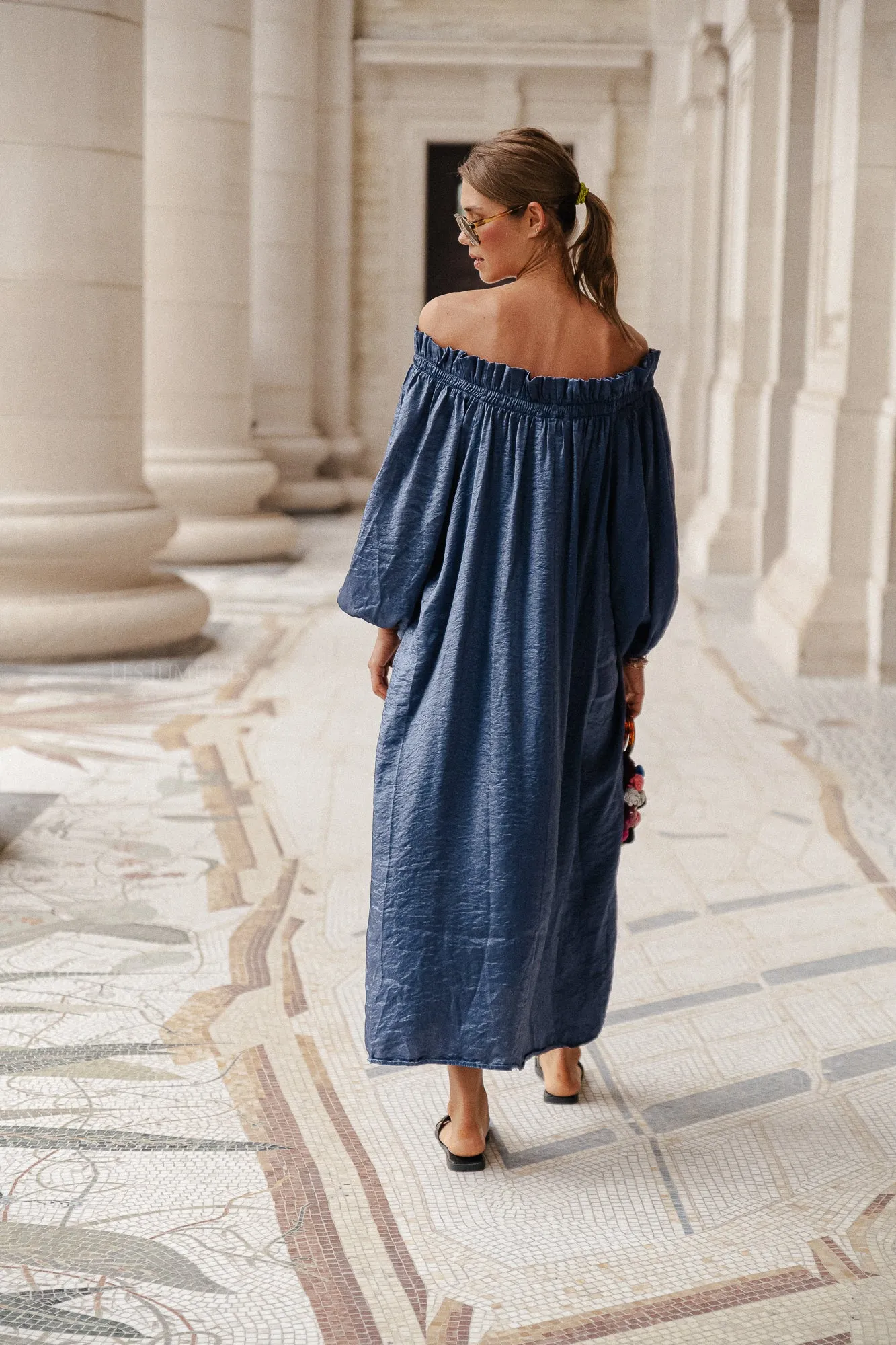 Ophelia off shoulder dress blue