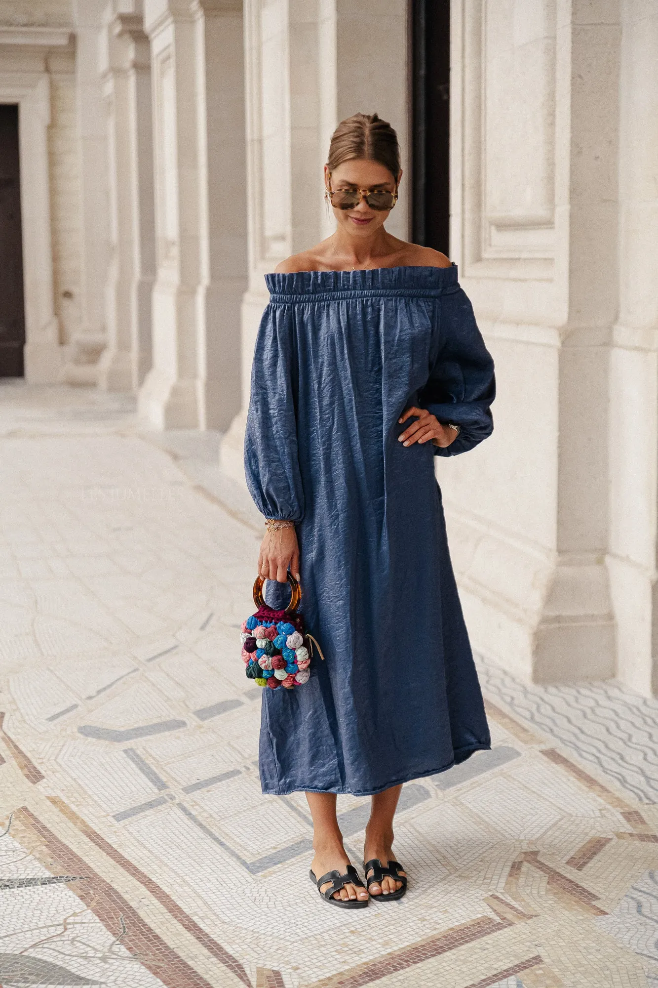 Ophelia off shoulder dress blue