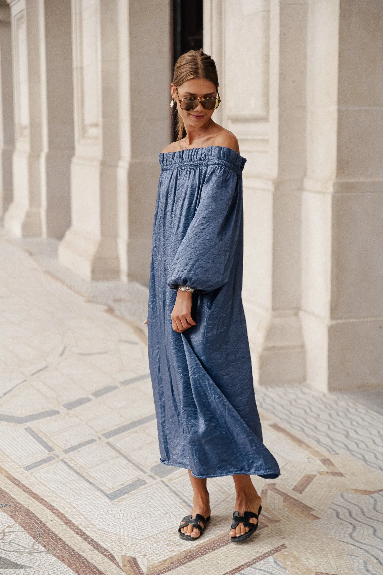 Ophelia off shoulder dress blue