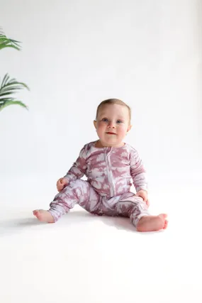 Organic Zip Romper in Berry Tie Dye