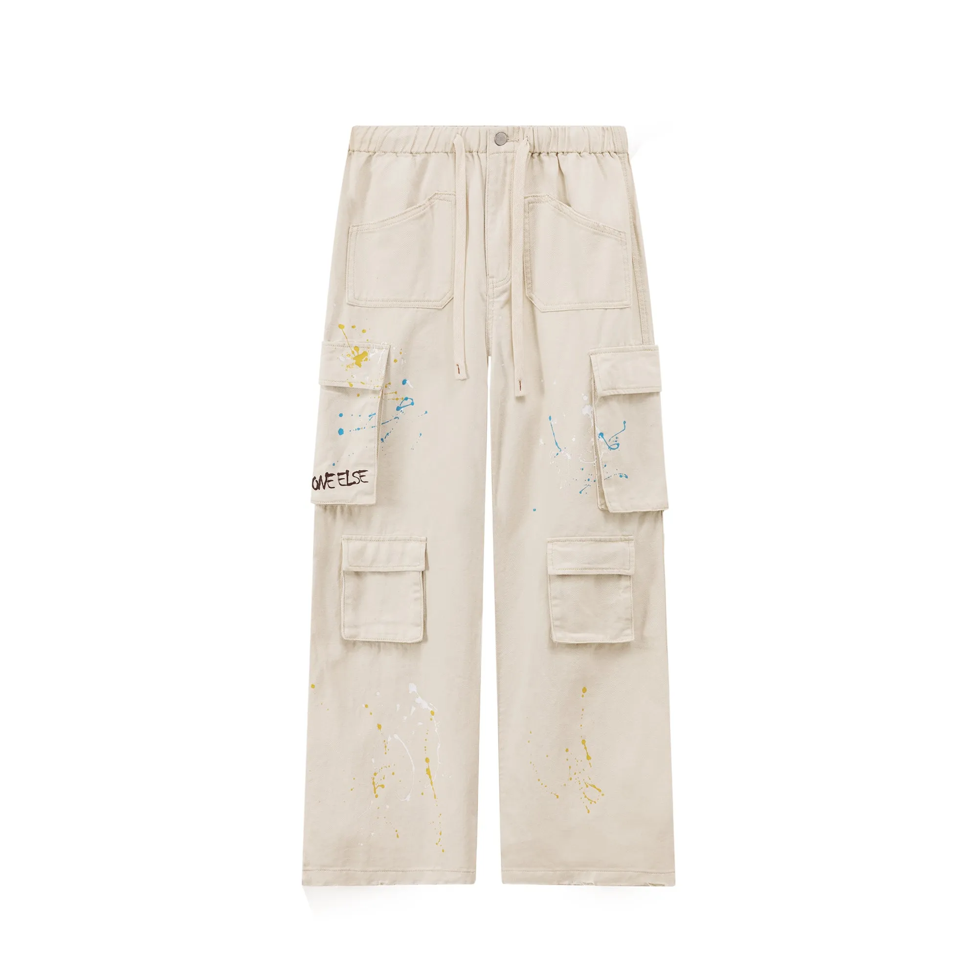 Paint Waist Banding Wide Cargo Pants