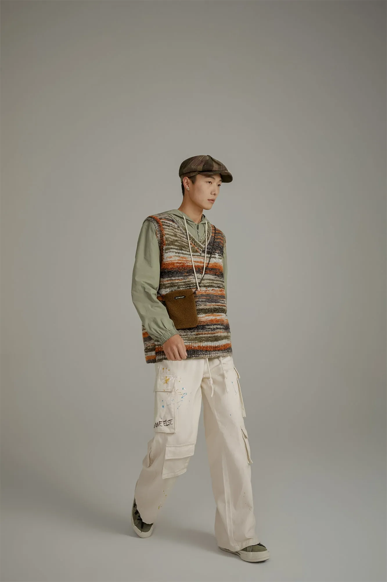 Paint Waist Banding Wide Cargo Pants