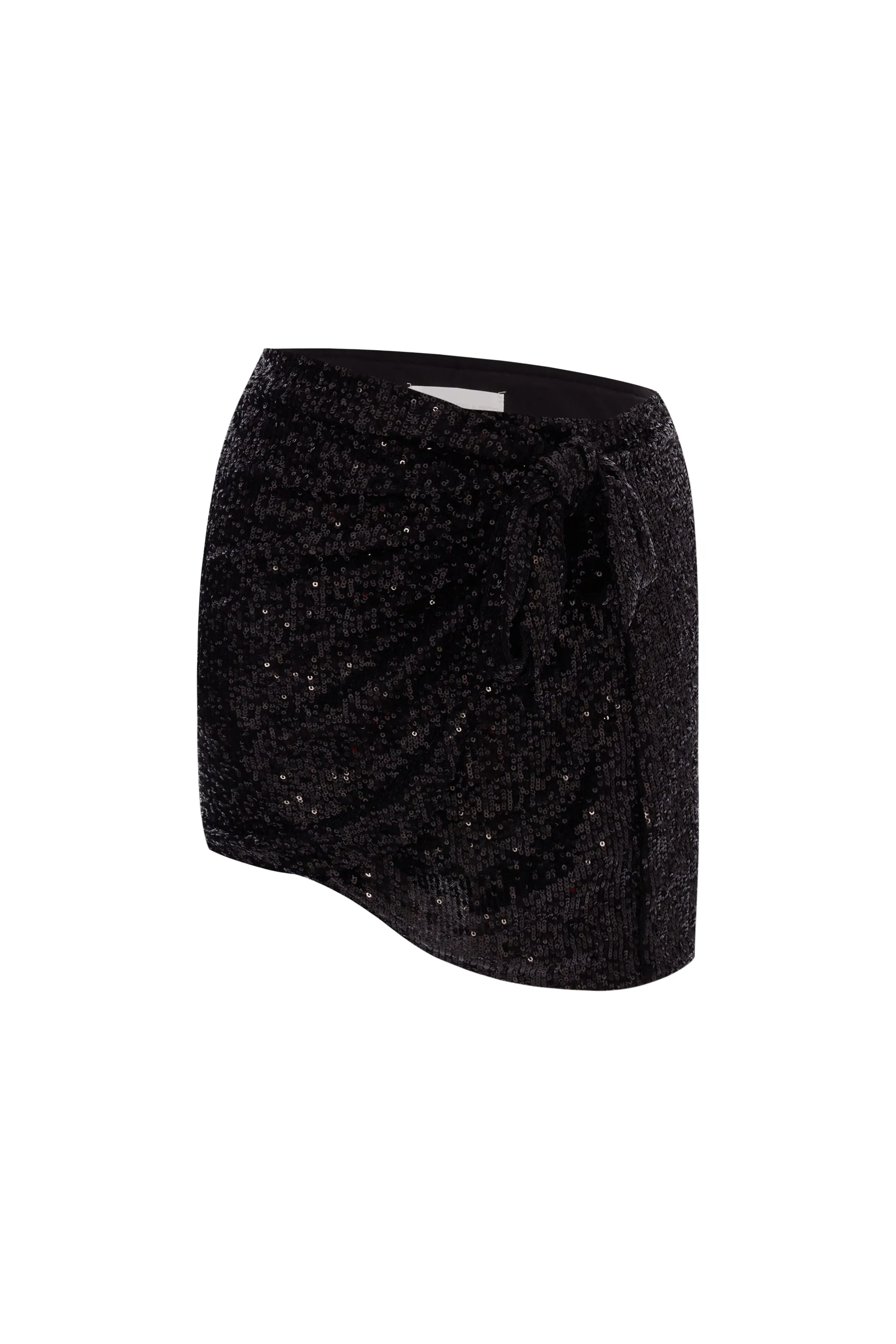 Pippa Sequin Mini Wrap Skirt Black