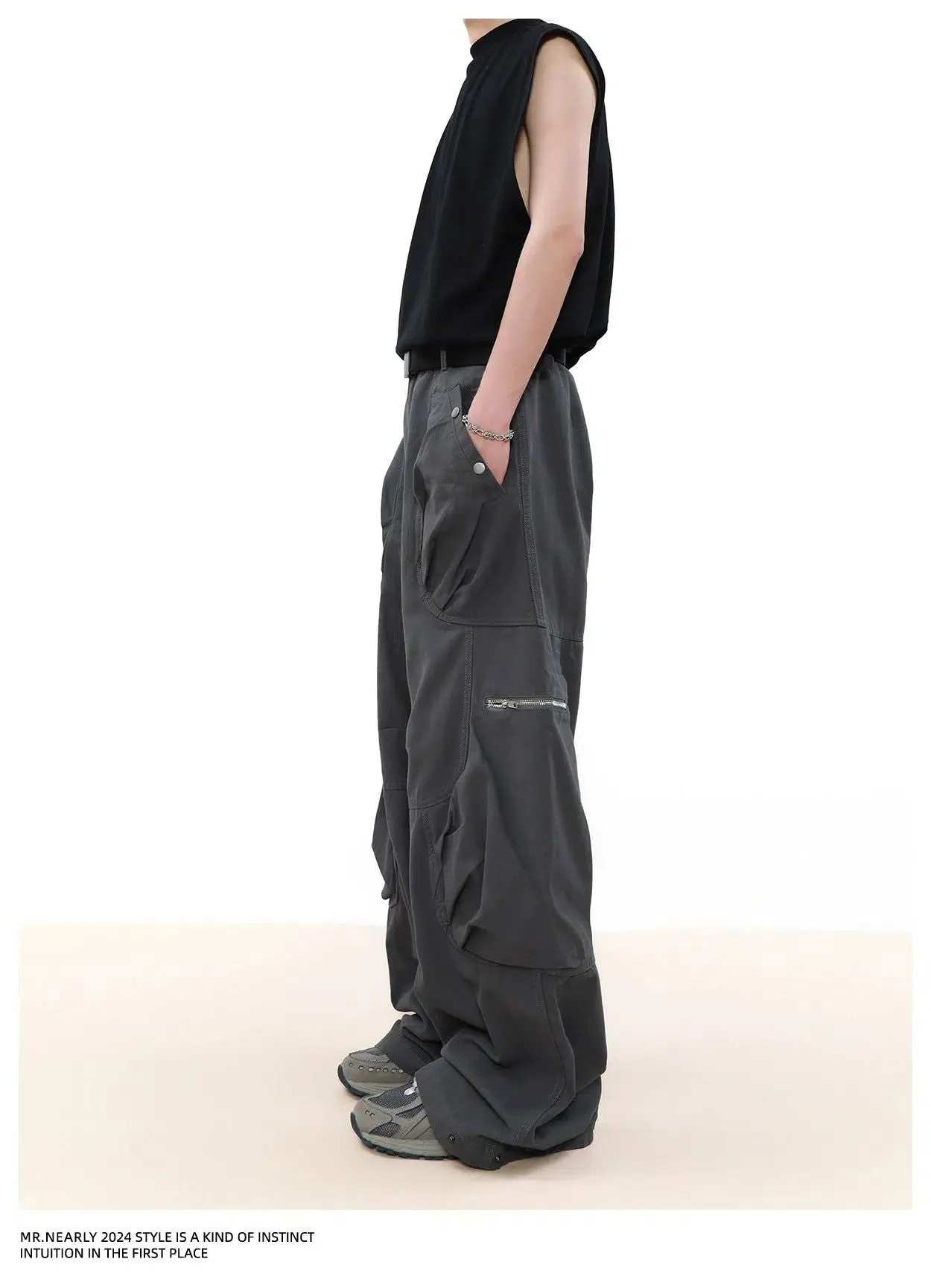 Pleated Pocket Cargo Pants