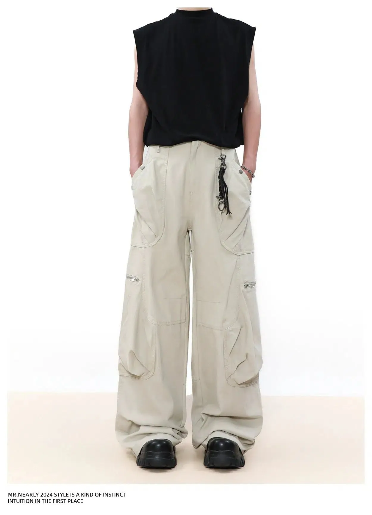 Pleated Pocket Cargo Pants