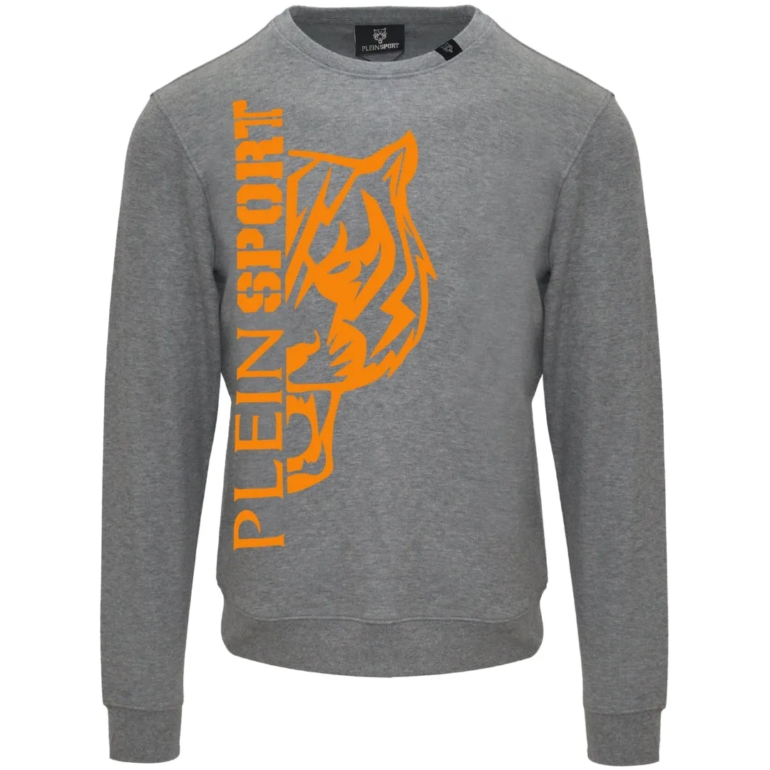 Plein Sport Large Bold Tiger Logo Grey Jumper