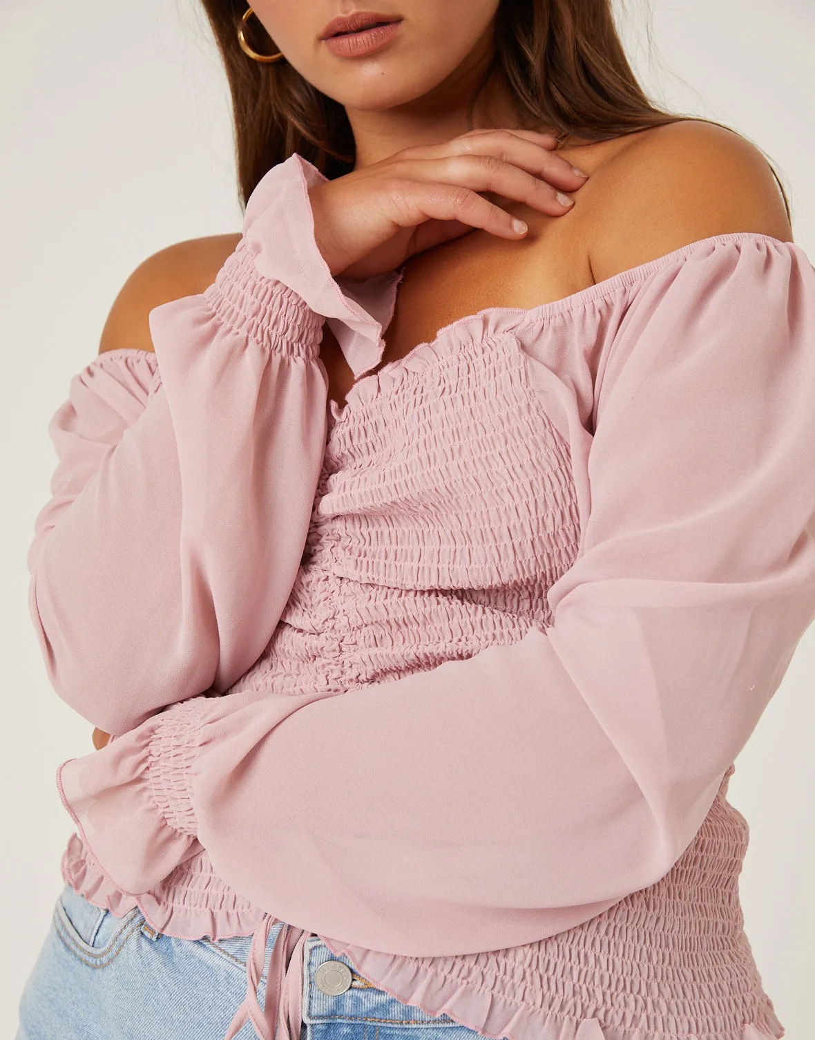 Plus Size Center Ruched Chiffon Top