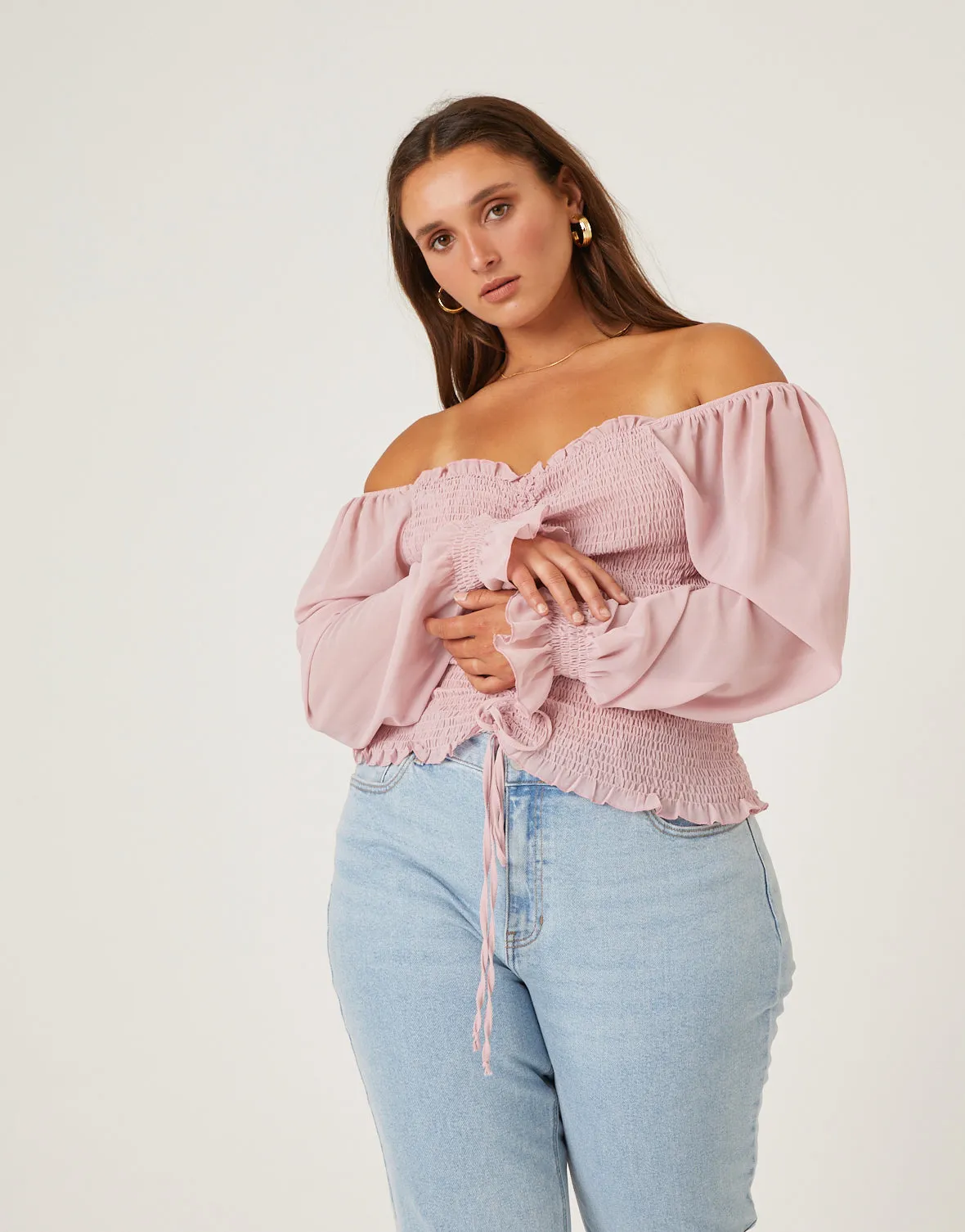 Plus Size Center Ruched Chiffon Top