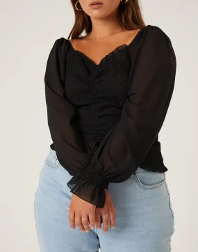 Plus Size Center Ruched Chiffon Top