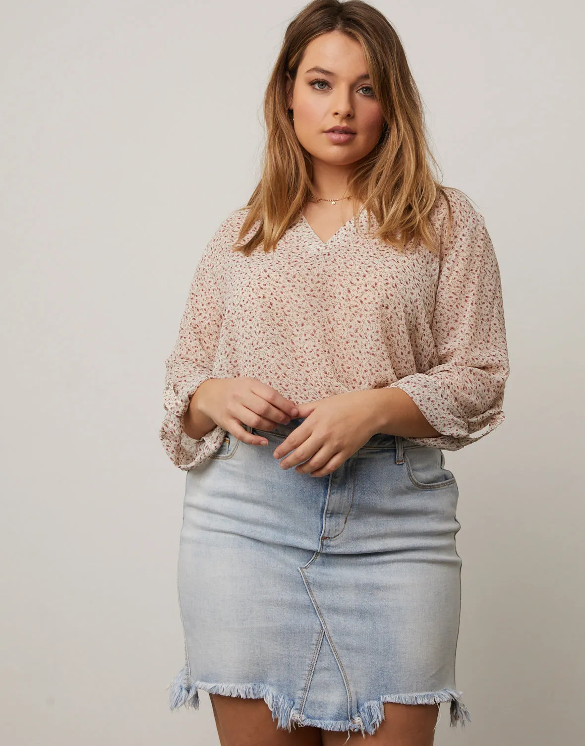 Plus Size Floral Chiffon Blouse