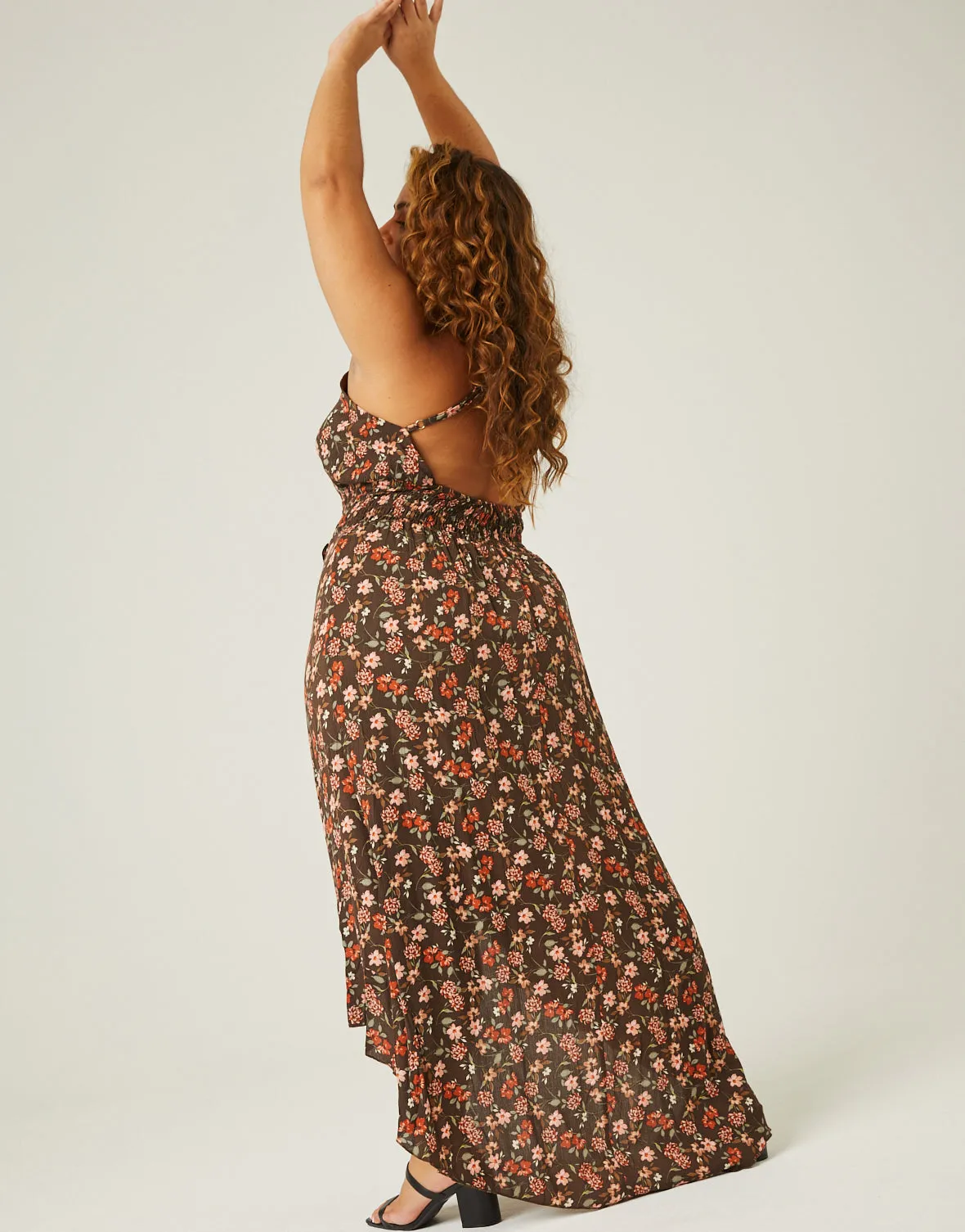 Plus Size High Low Floral Ruffle Dress