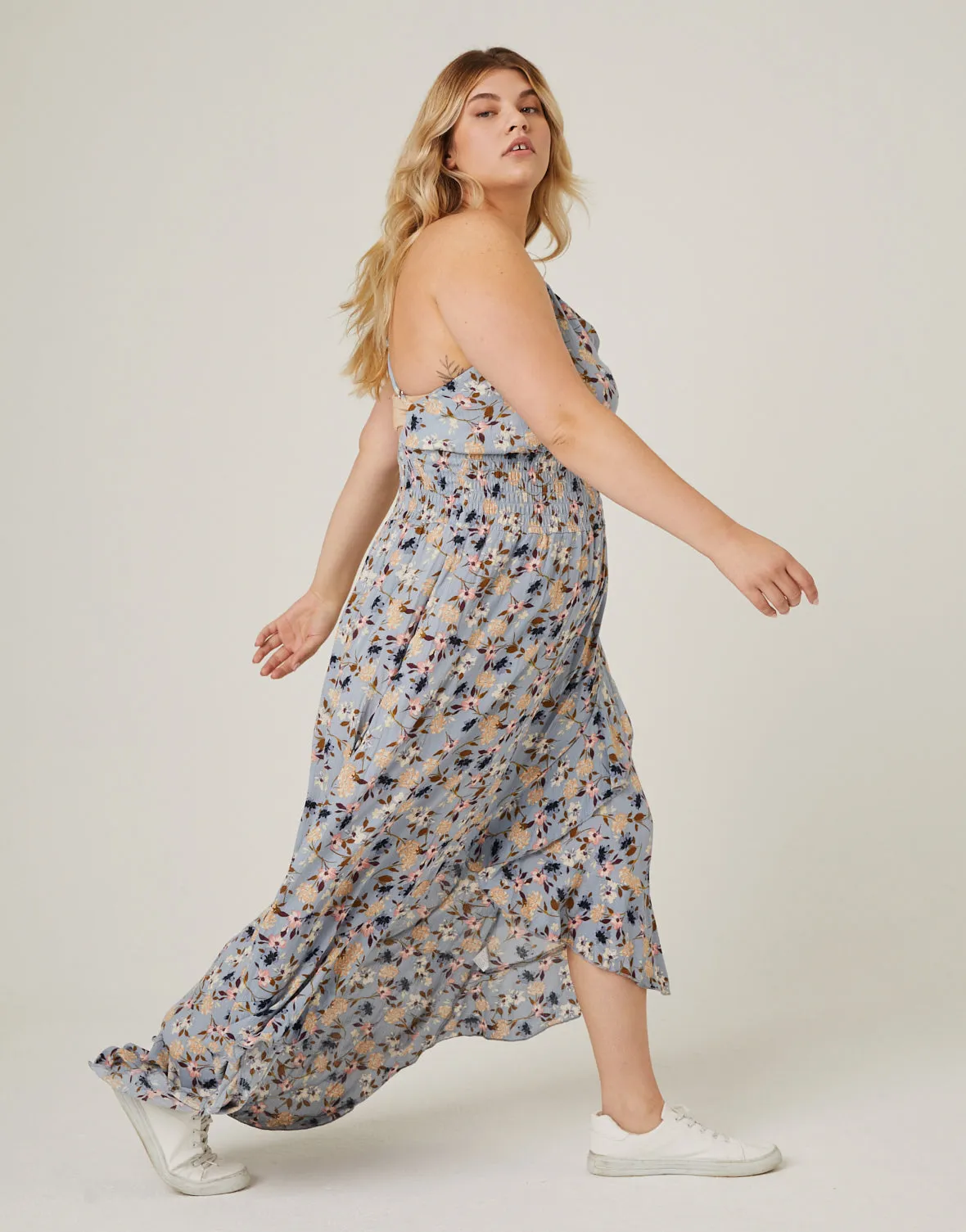 Plus Size High Low Floral Ruffle Dress