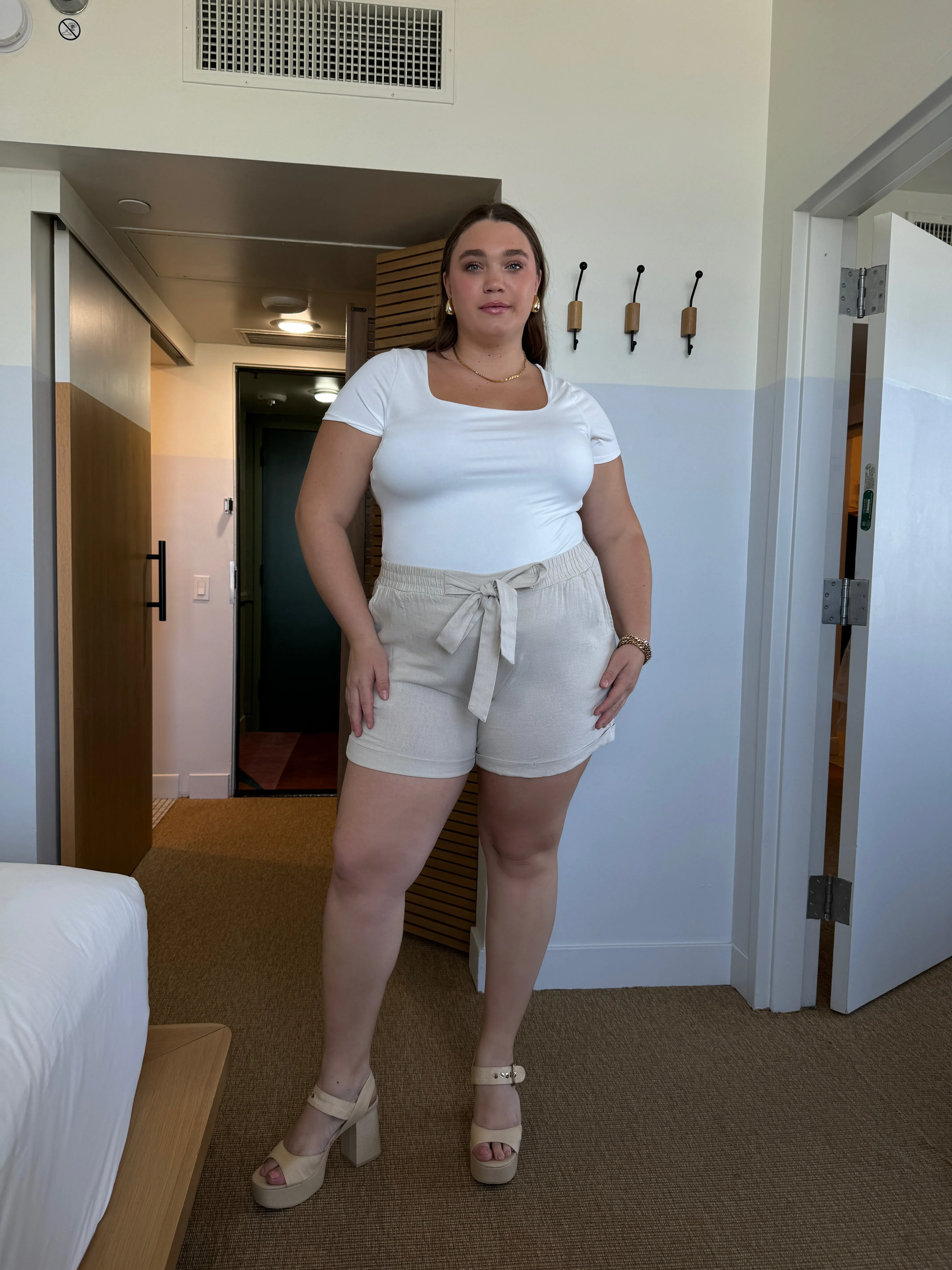 Plus Size Tie Front Shorts