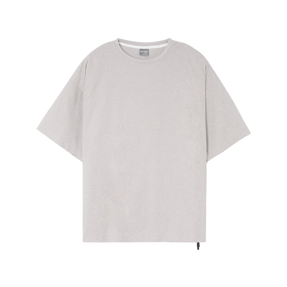 Popping Oversized Textured Beige Fleece Tee