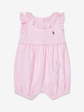 Ralph Lauren Baby Girls Striped Bubble Romper in Pink