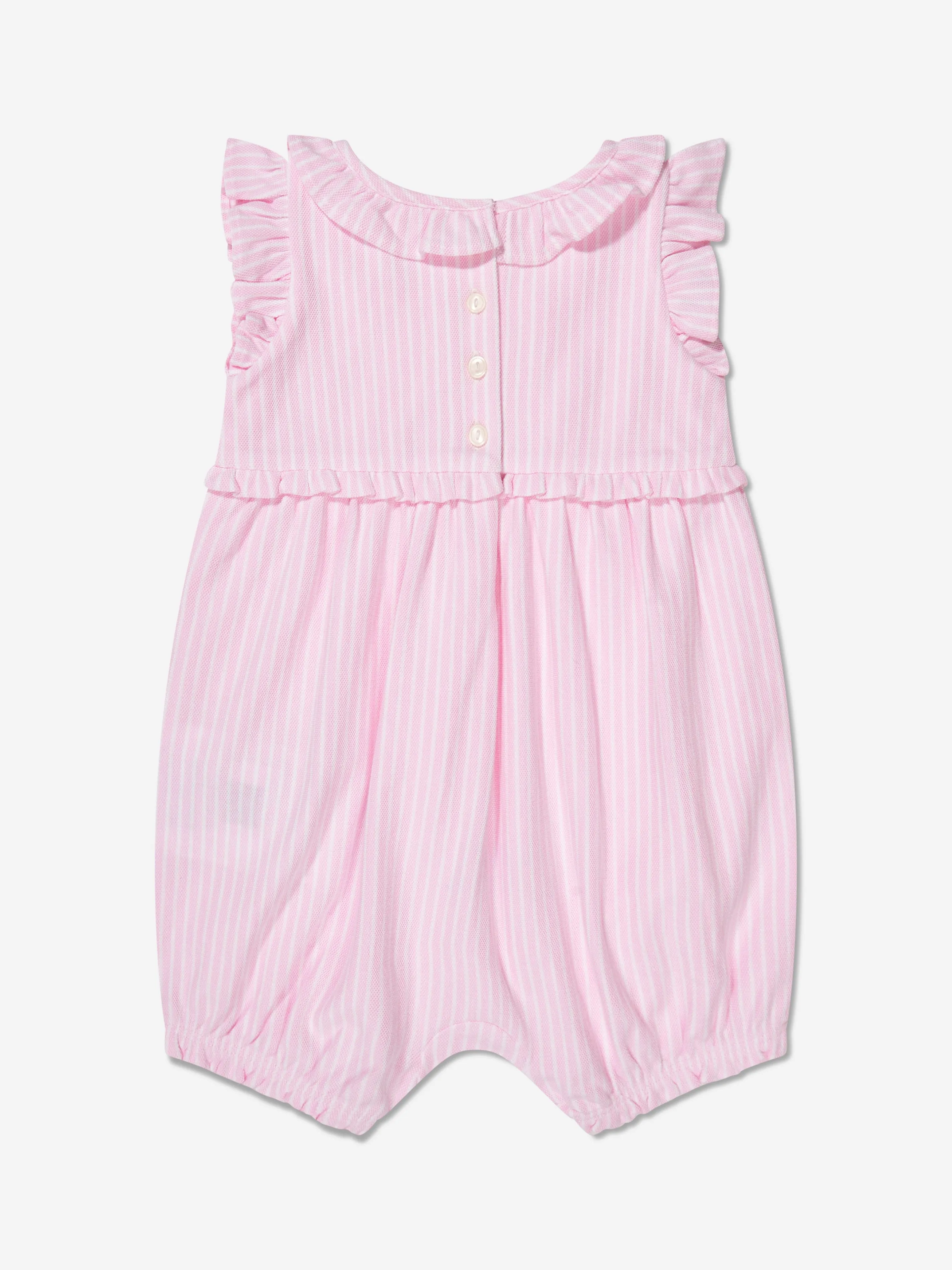 Ralph Lauren Baby Girls Striped Bubble Romper in Pink