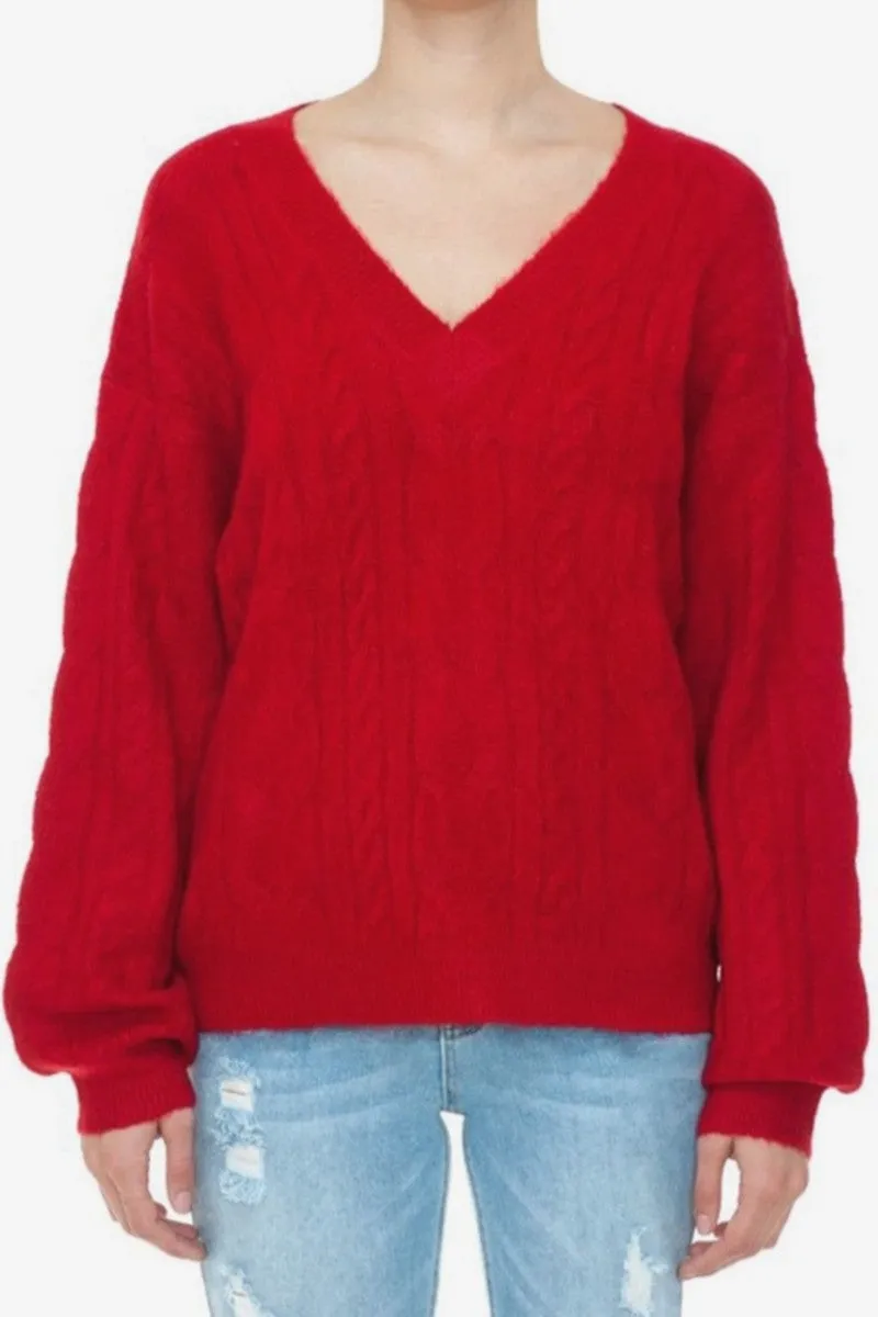 Red Cable Knit Sweater