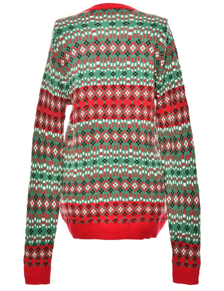 Reindeer Design Christmas Jumper - L