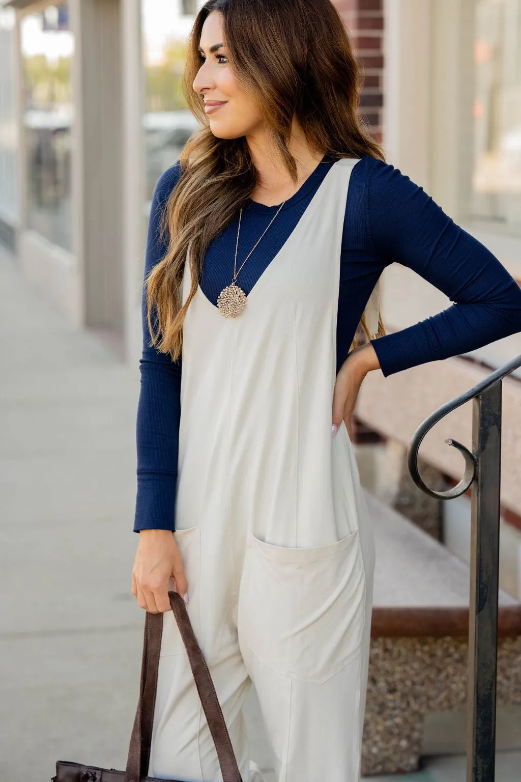 Relaxed Dual Pocket V Jumpsuit