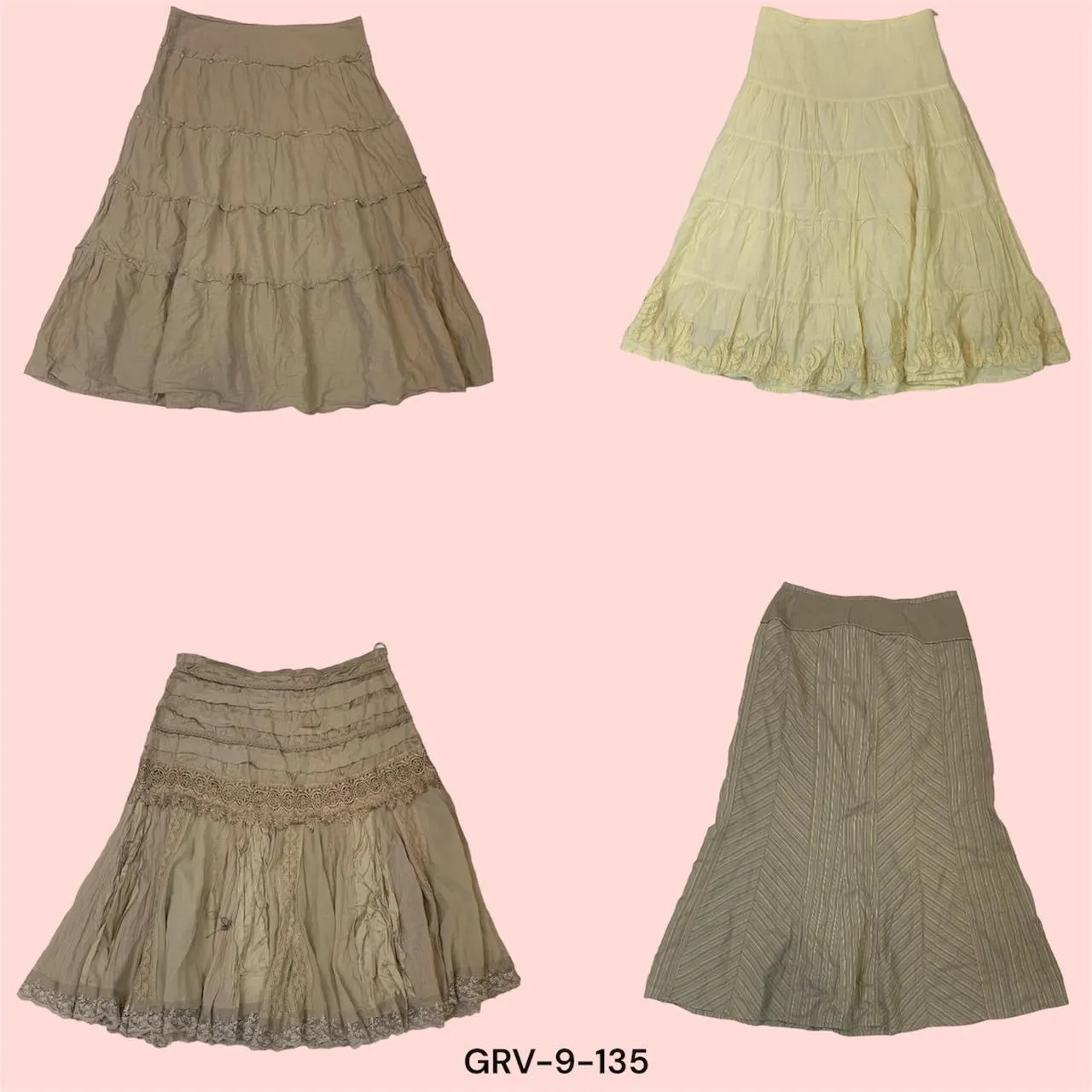 Retro Revival – Y2K Cotton Long Coco Skirt for Effortless Style(9-135)