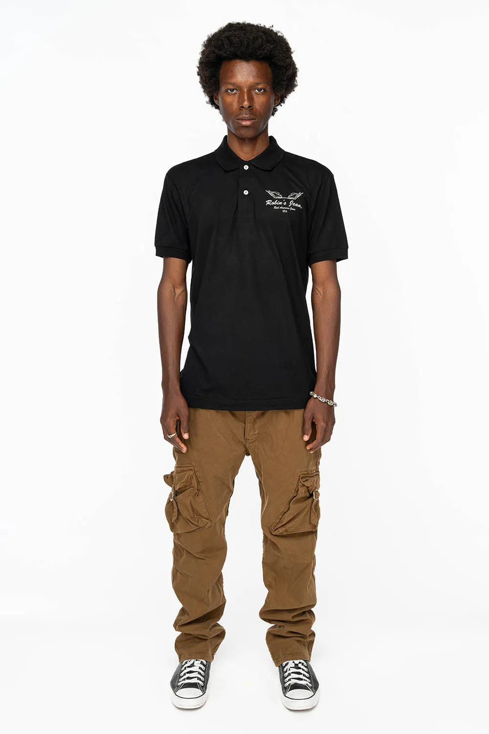 ROBINS NEW MILITARY STYLE CARGO PANTS IN KANGAROU COLOR WASH