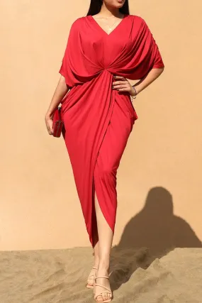 Ruby Red Venetian Bodycon Dress