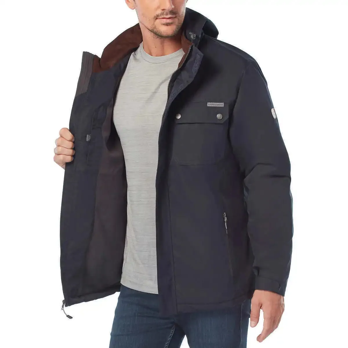 Rugged Elements Men's Trek Jacket with Hidden Hood Water Resistant