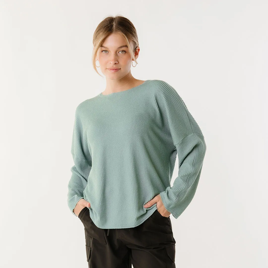 Sabrina Ribbed Pullover, Deep Spa