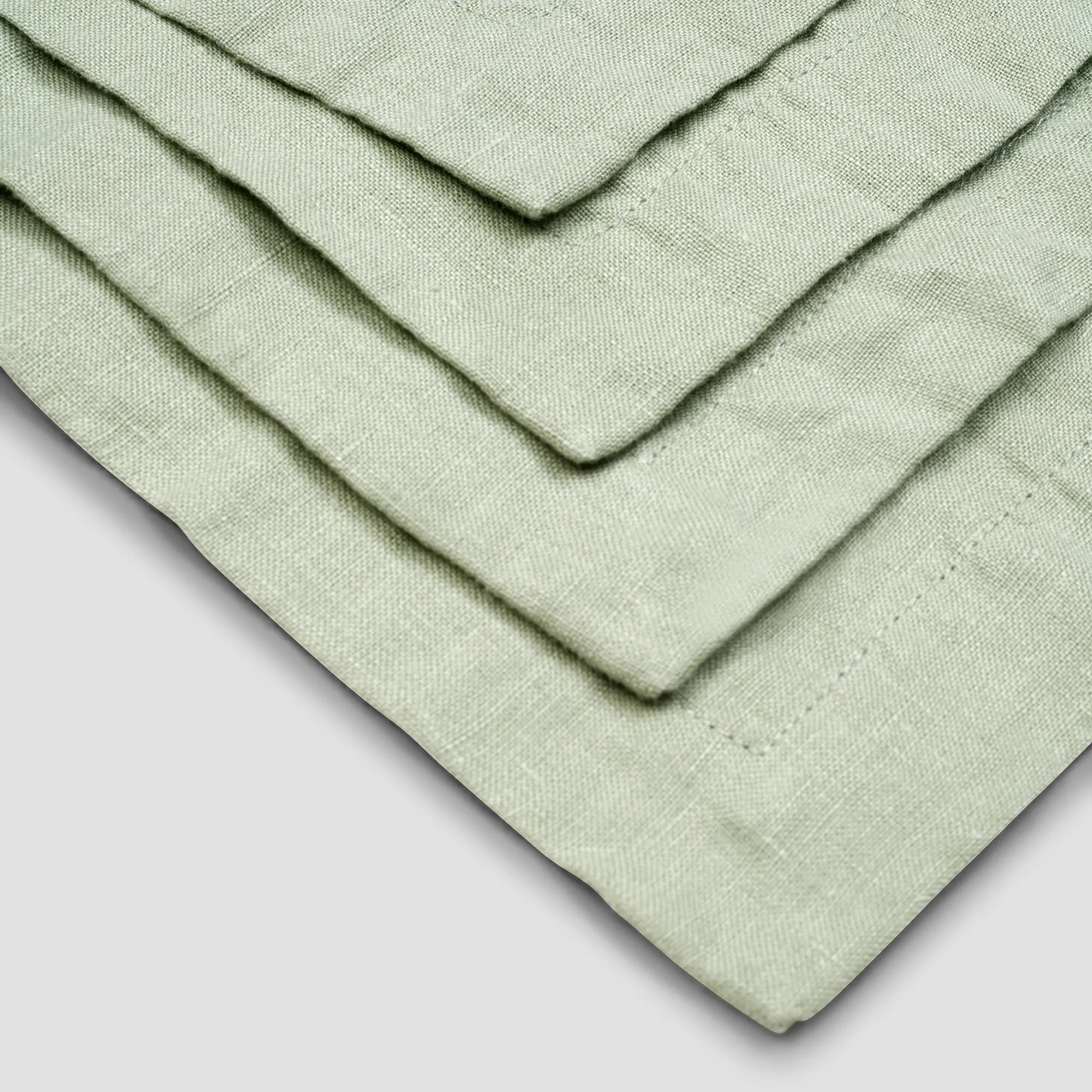 Sage Green Embroidered Linen Coasters Set of 4