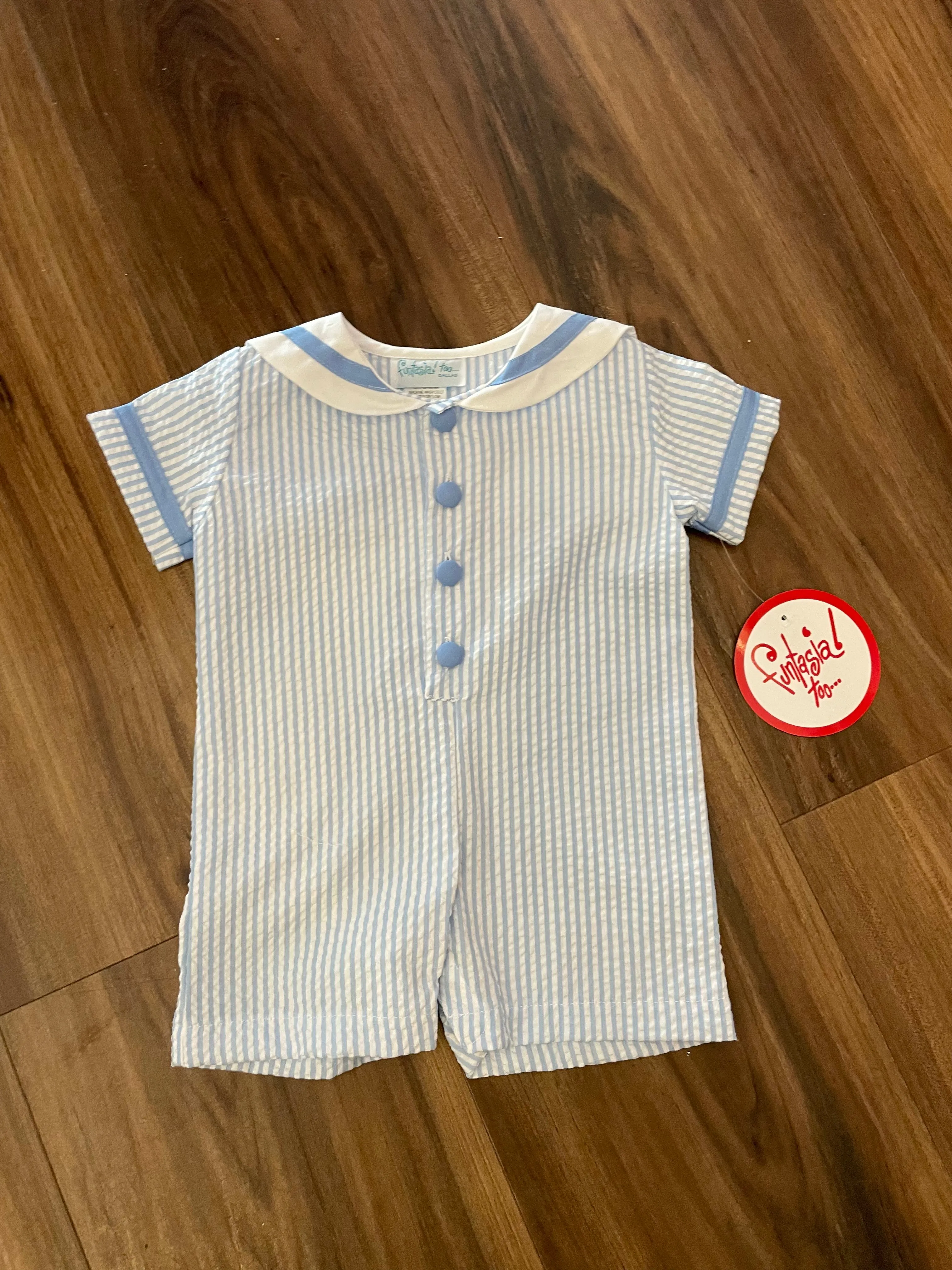 Sailor Stripe Seersucker Romper