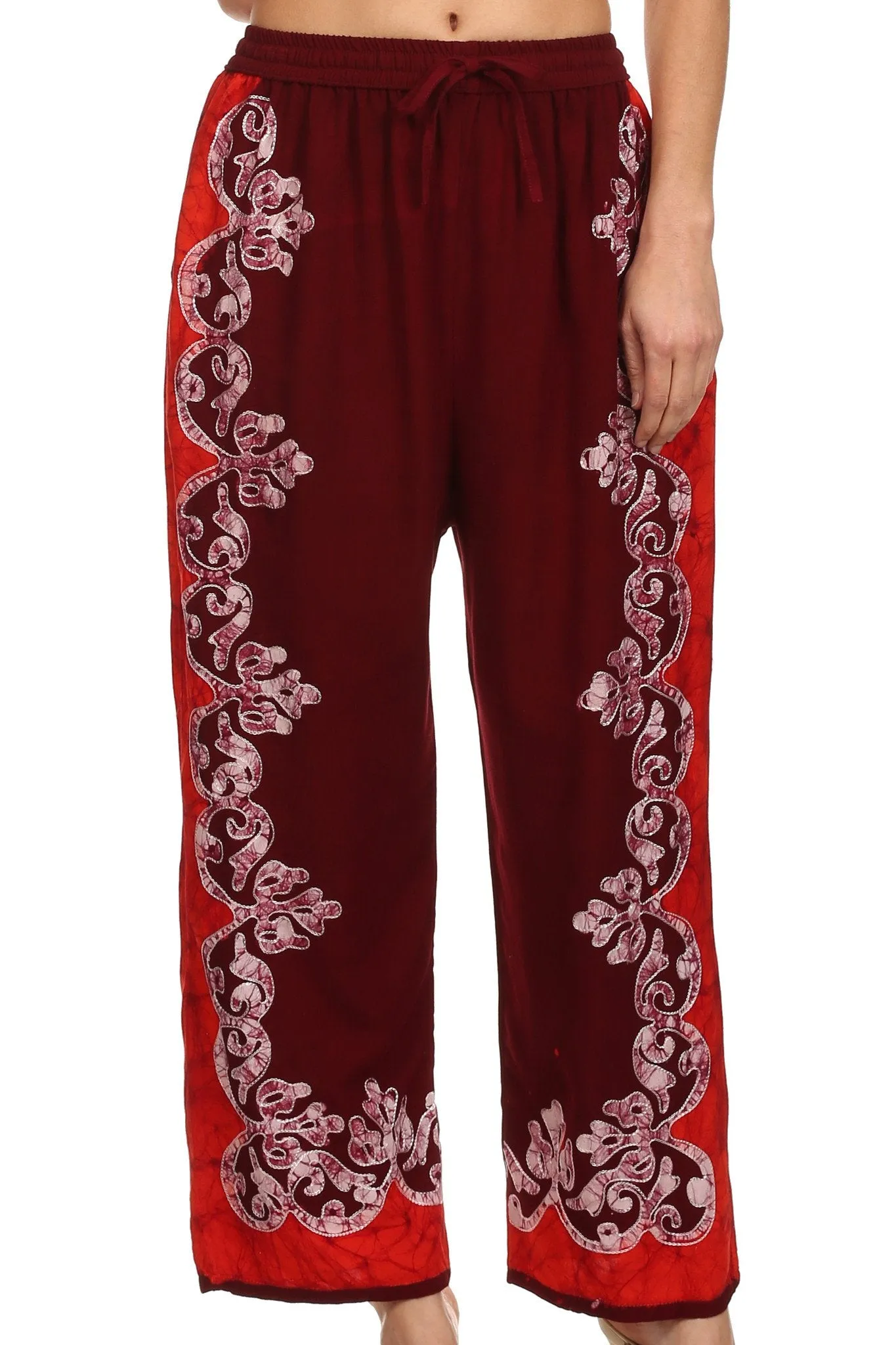 Sakkas Aliyah Embroidered Stonewashed Wide Leg Palazzo Pant