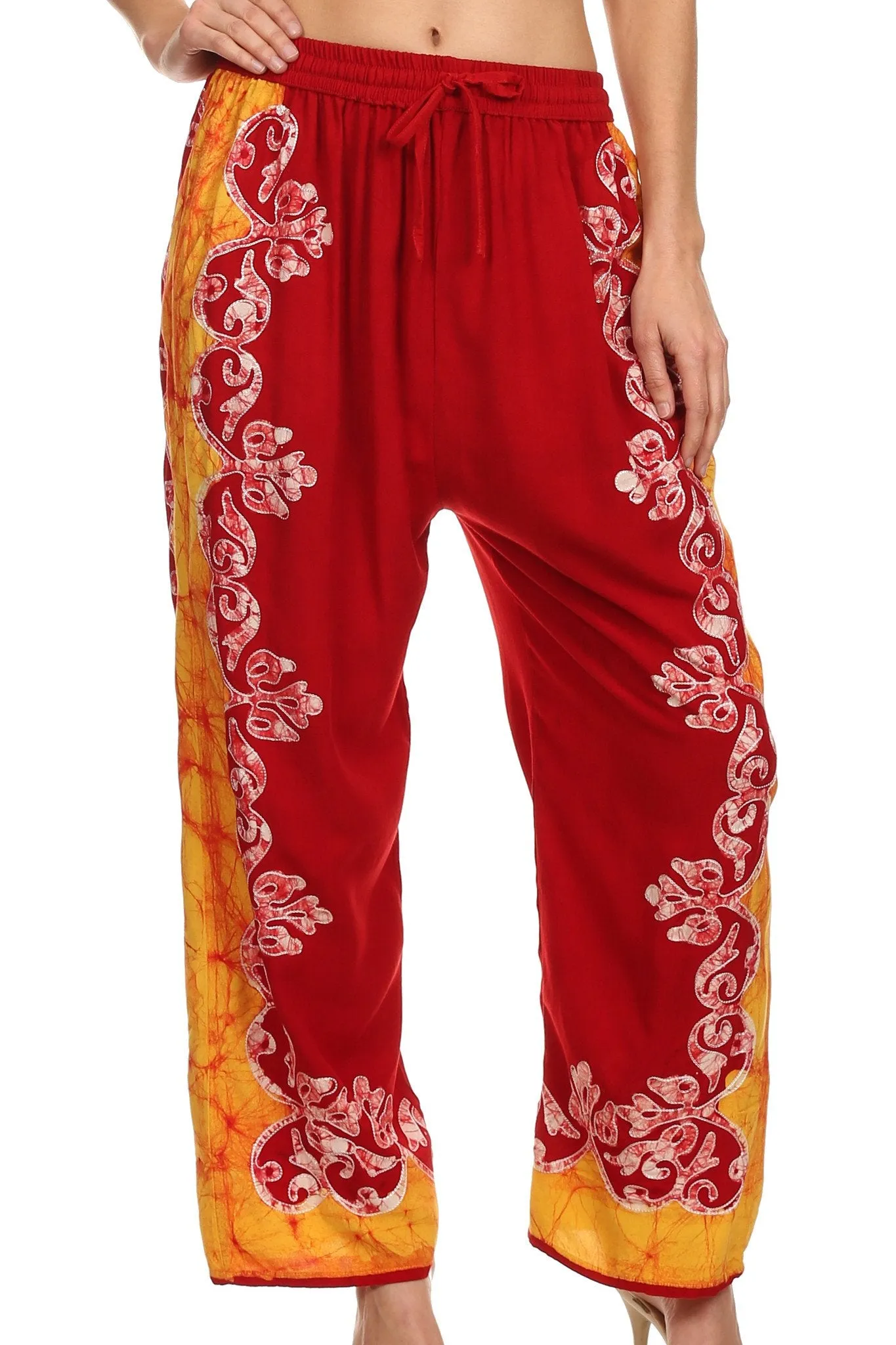 Sakkas Aliyah Embroidered Stonewashed Wide Leg Palazzo Pant