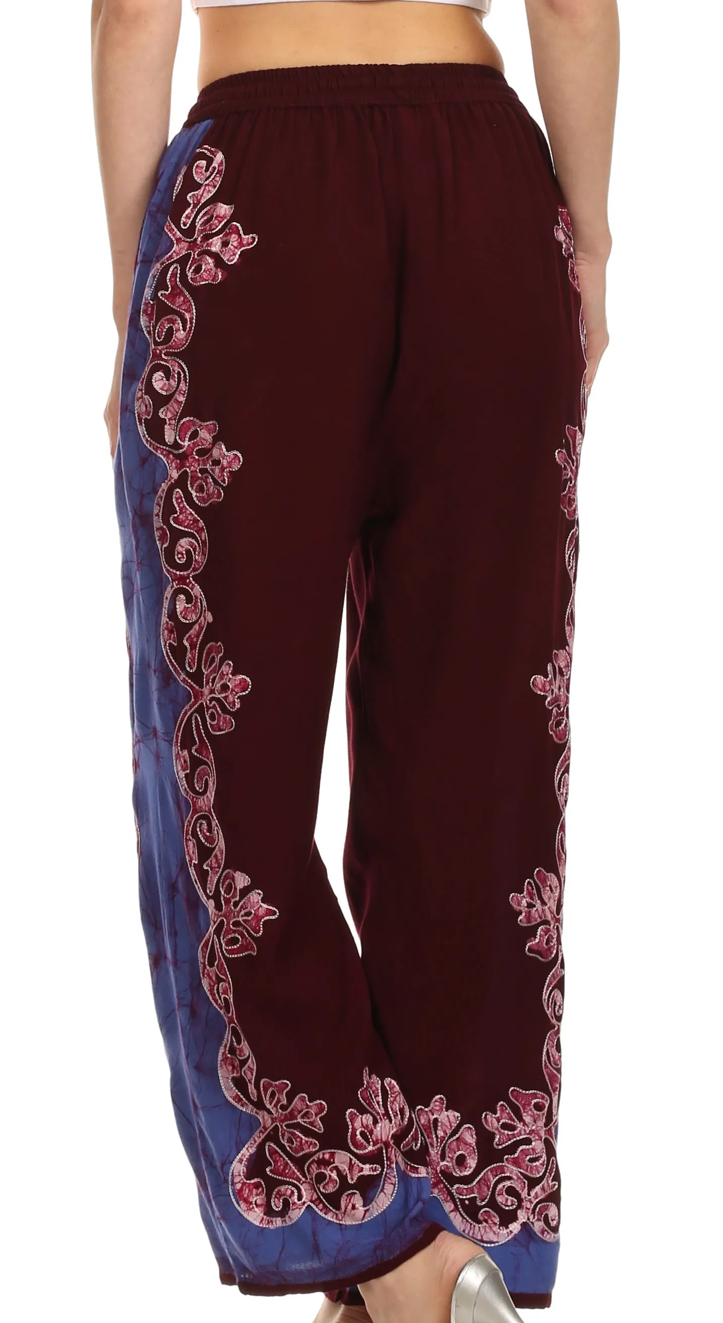 Sakkas Aliyah Embroidered Stonewashed Wide Leg Palazzo Pant