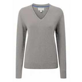 Schoffel Ladies Merino V Neck Jumper - Silver Grey