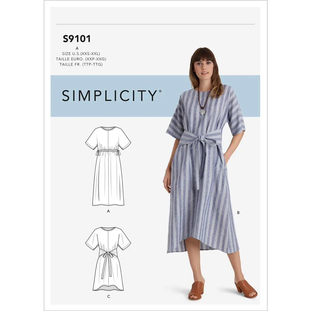 Simplicity Sewing Pattern S9101 Misses' Pullover Dresses In Two Lengths