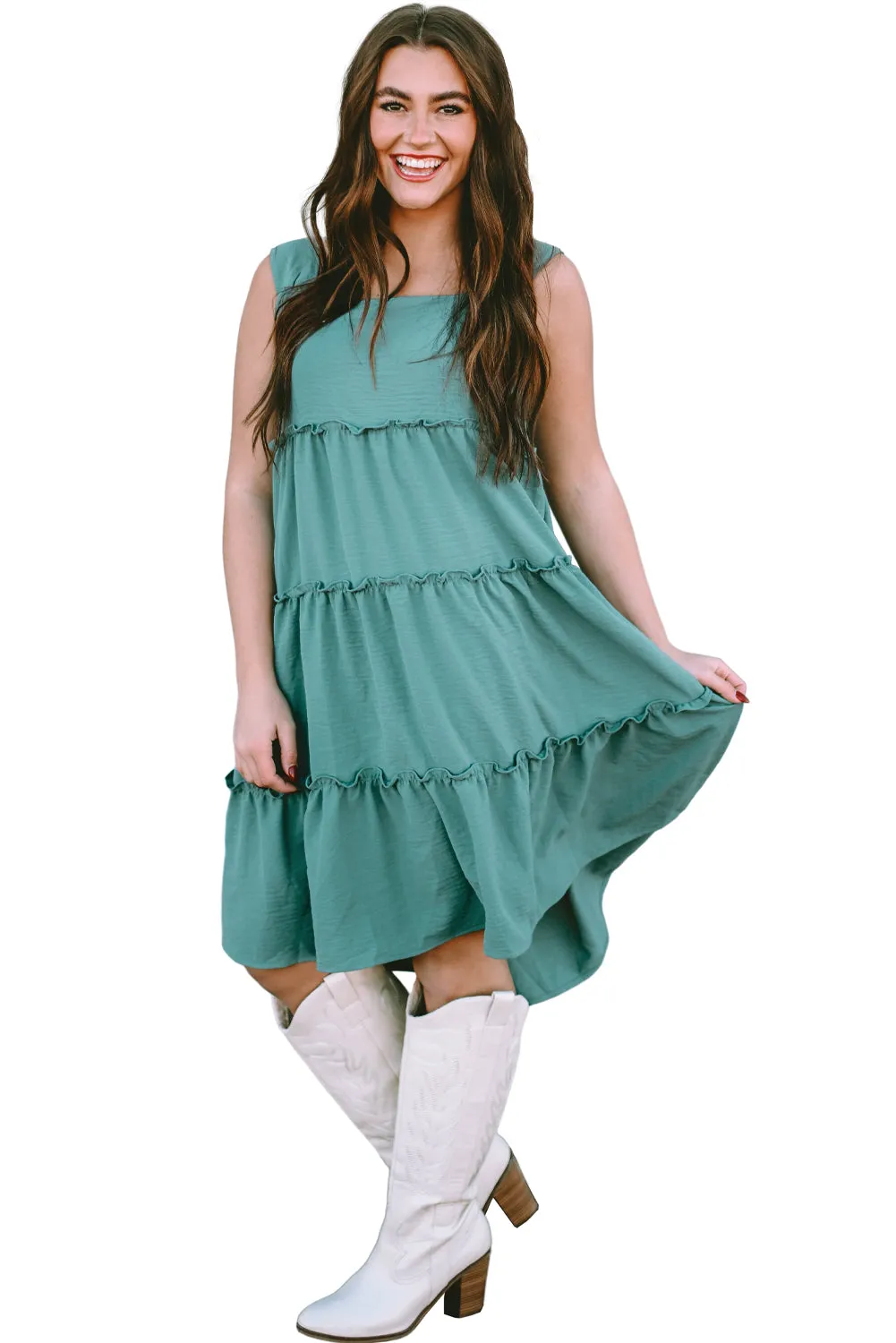 Skobeloff Frilled Tiered Sleeveless Flowy Dress