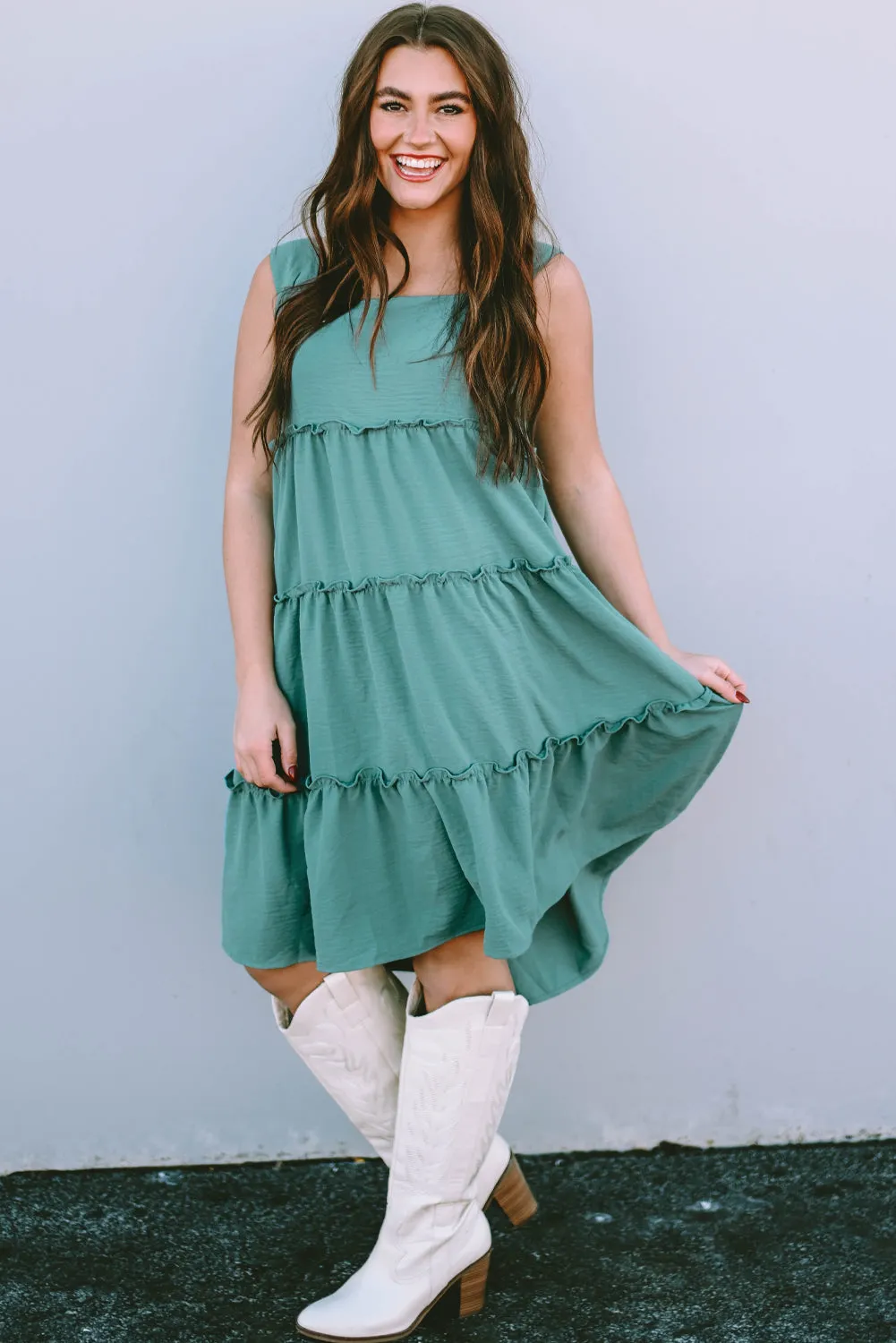 Skobeloff Frilled Tiered Sleeveless Flowy Dress