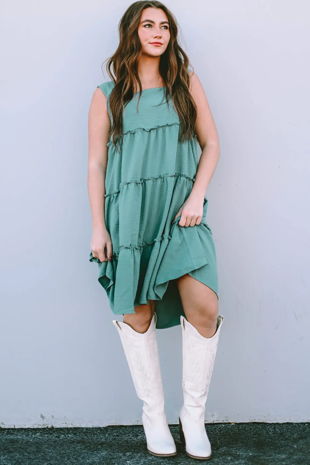 Skobeloff Frilled Tiered Sleeveless Flowy Dress