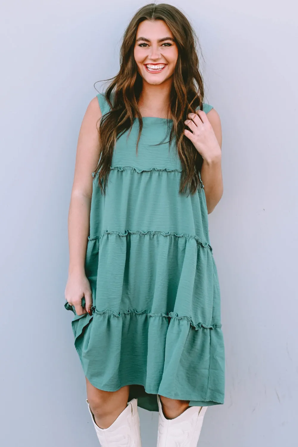 Skobeloff Frilled Tiered Sleeveless Flowy Dress