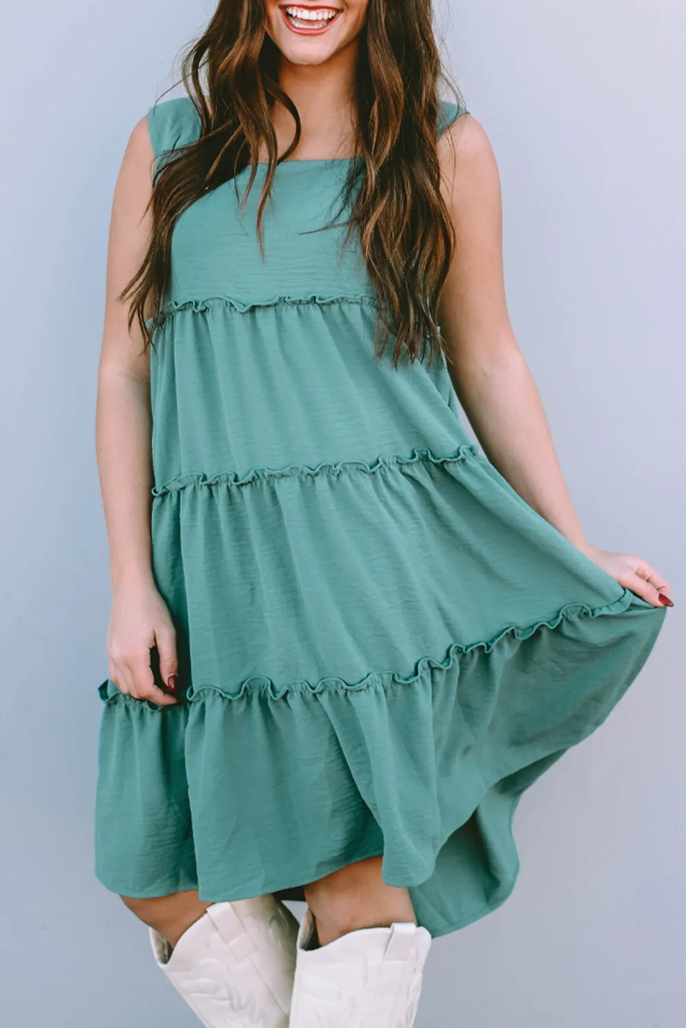 Skobeloff Frilled Tiered Sleeveless Flowy Dress