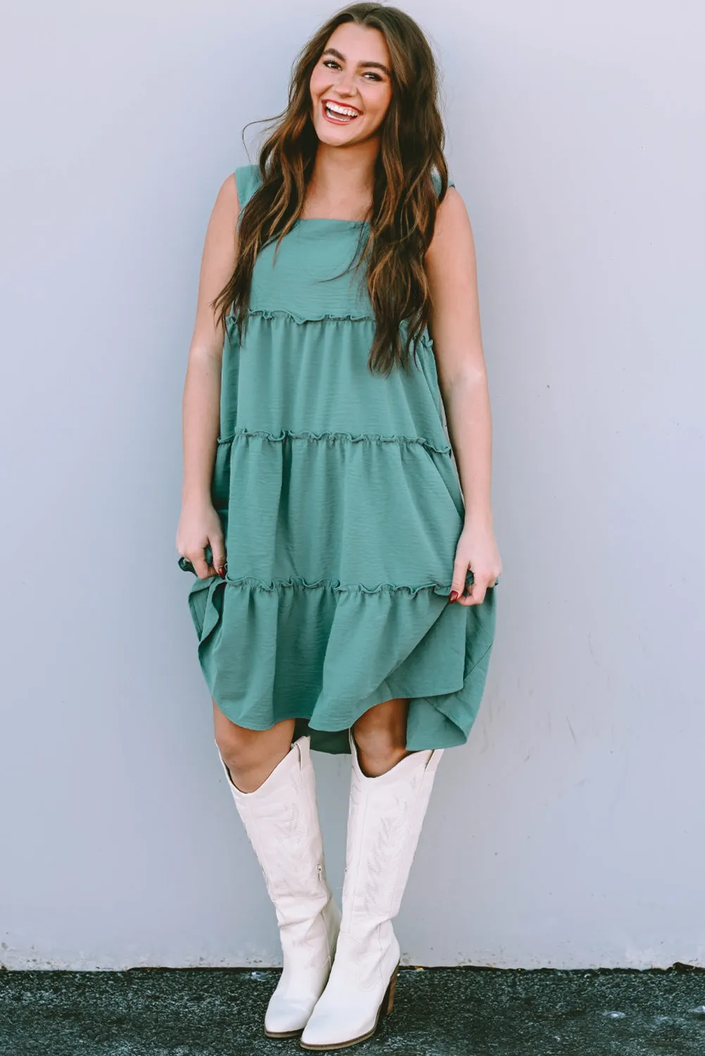 Skobeloff Frilled Tiered Sleeveless Flowy Dress