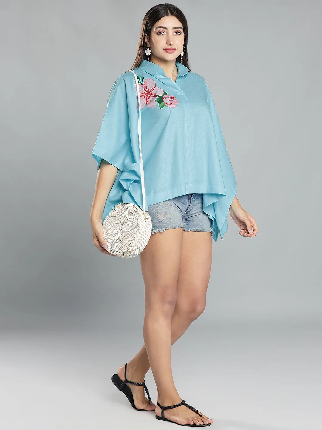 SkyBlue Kaftan Top - GulabiPhool