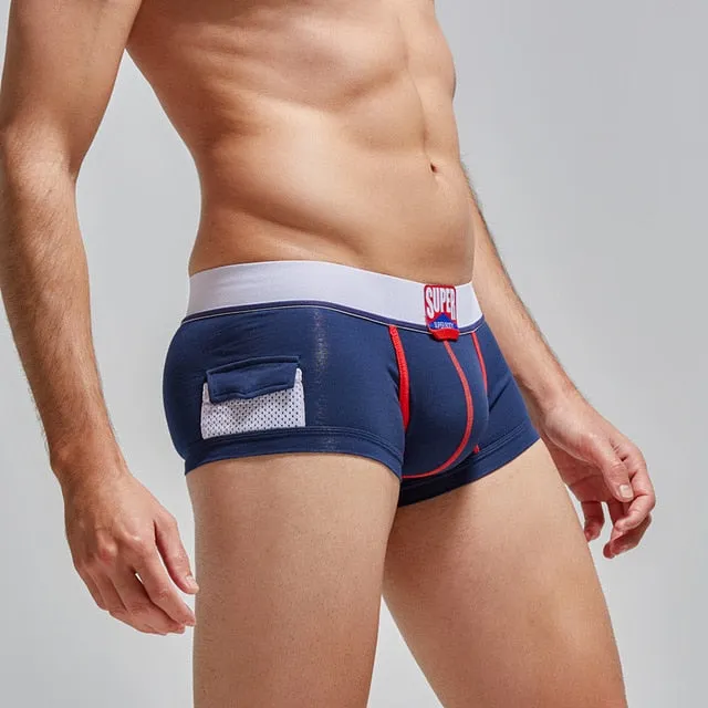 Solid Side Pocketed Style Cotton Man Boxers