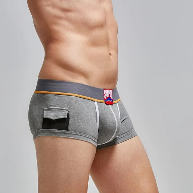 Solid Side Pocketed Style Cotton Man Boxers