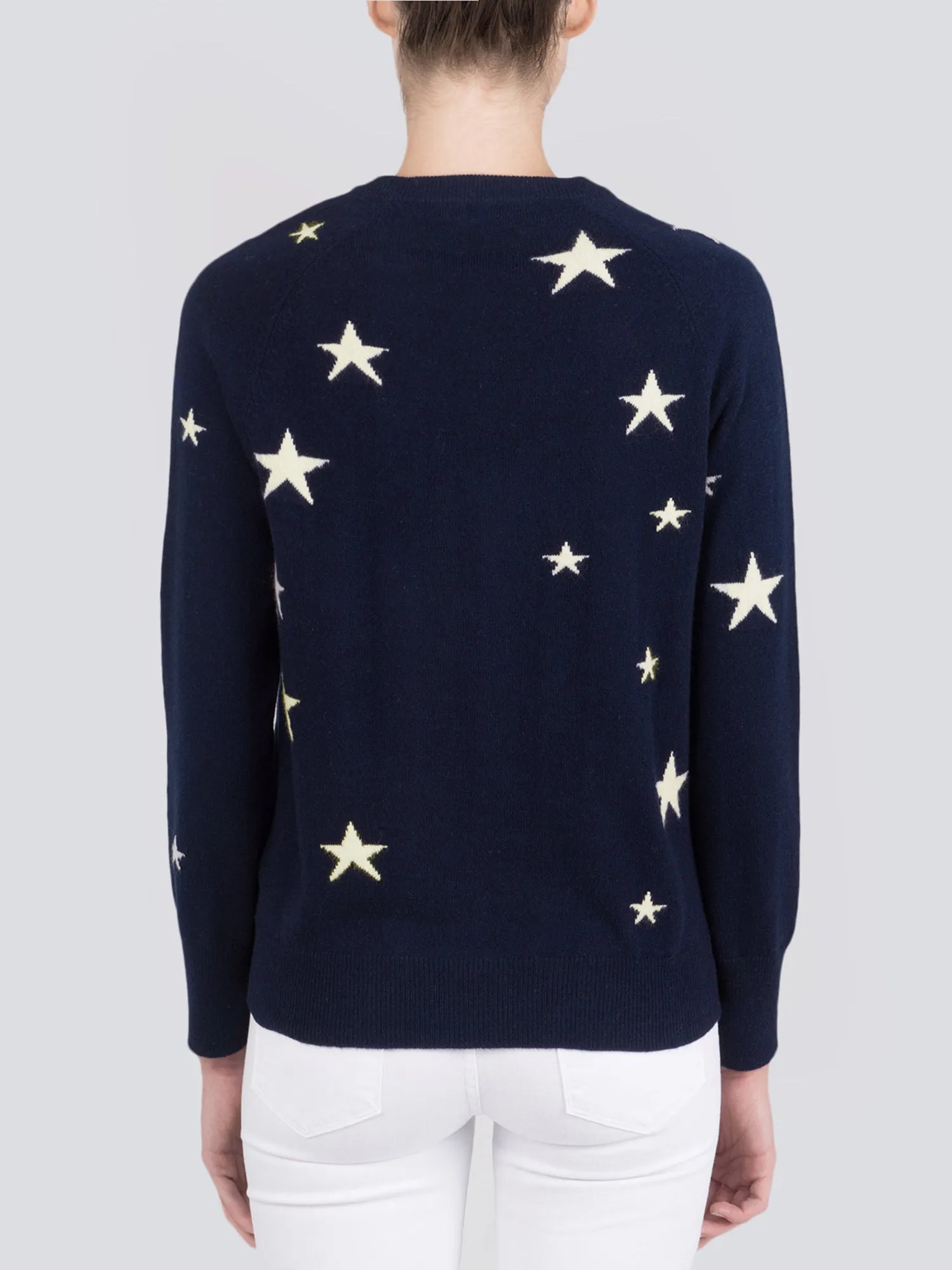 Star Jacquard Crew Neck_Navy/Ivory