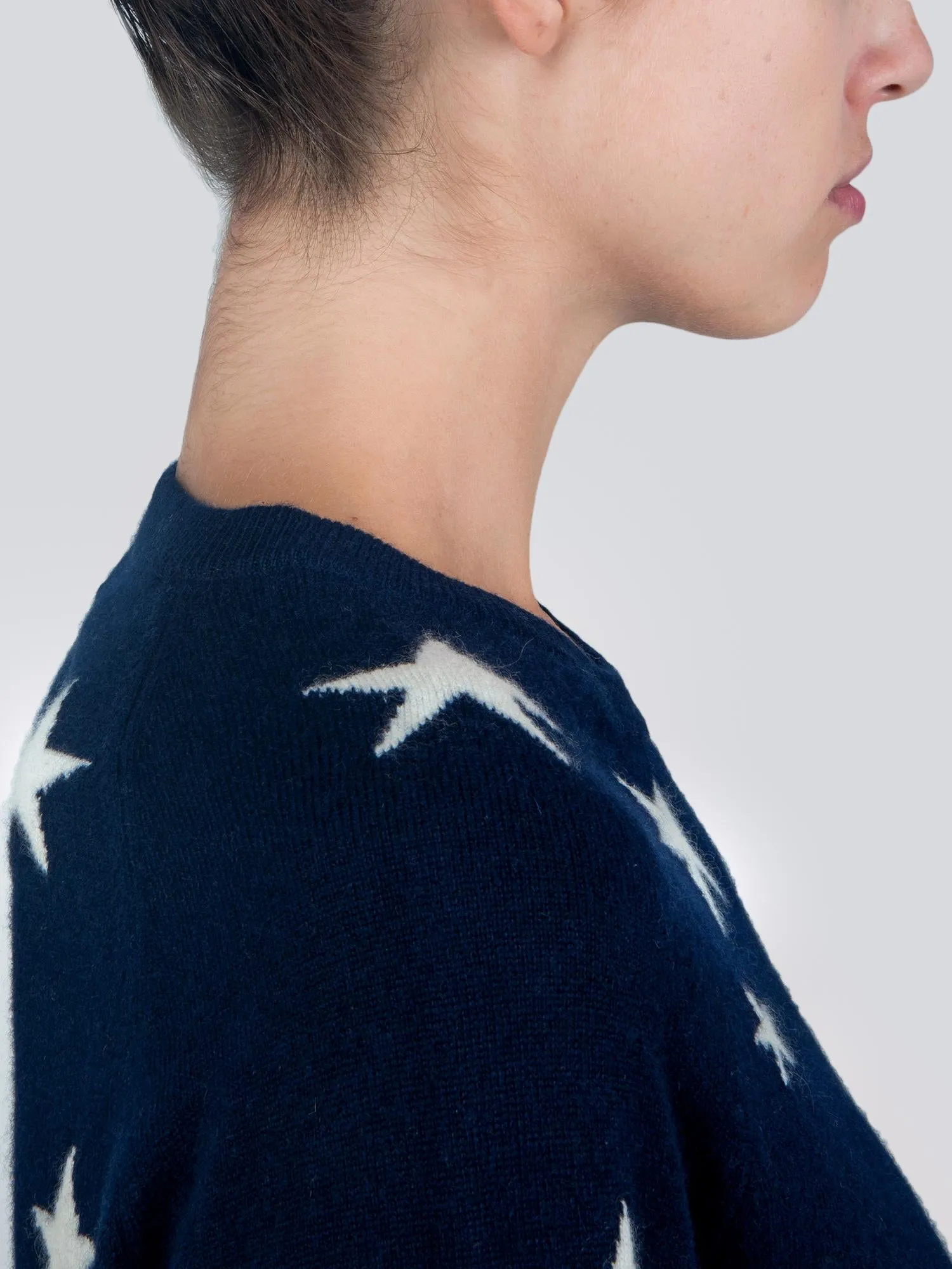 Star Jacquard Crew Neck_Navy/Ivory